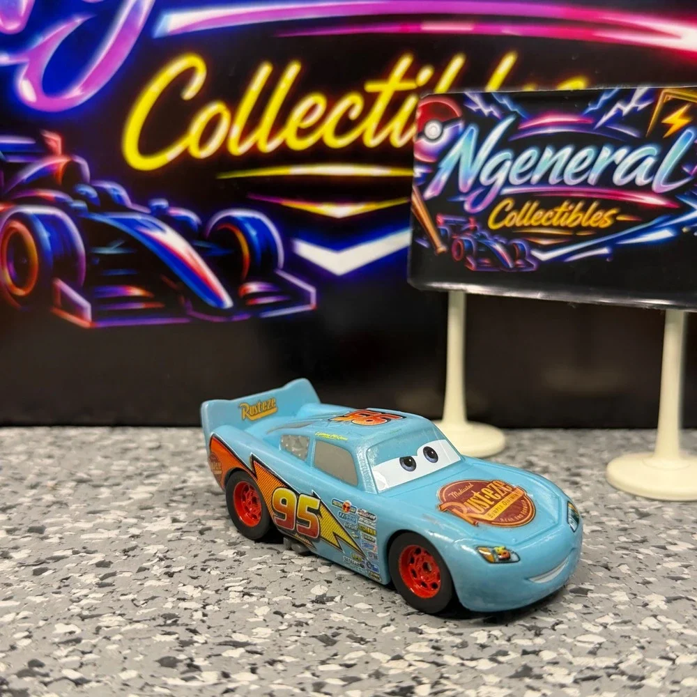 Disney Pixar Cars Lightning McQueen Rust-eze Blue Diecast 1:55 Mattel 2017 Rare